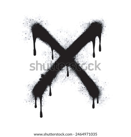 Spray Painted Graffiti x Sprayed isolated with a white background. graffiti font x with over spray in black over white. Vector illustration.