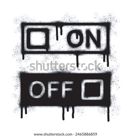 Spray graffiti On off icon. Sign painted in black on white. Switch button drop symbol. isolated on a white background. vector illustration