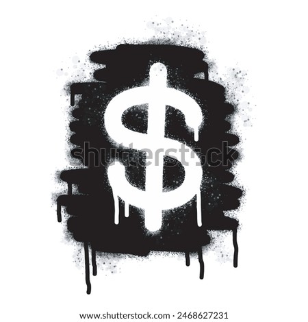 Spray Painted Graffiti dollar icon Sprayed isolated with a white background. graffiti bell icon with over spray in black over white.