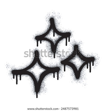 Spray Painted Graffiti stars sparkle icon icon Sprayed isolated with a white background. graffiti shining burst with over spray in black over white. Vector illustration.