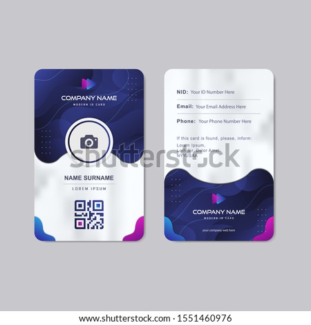 Modern corporate Identity Card With white and blue navy liquid texture gradient background, elegant businees company id card Stock fotó © 