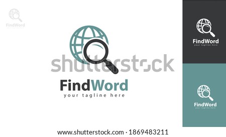 Magnifying glass logo design combined with globe. You can use to search logos related to the world. Vector