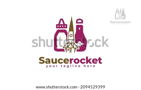 Jet airplane sauce bottle logo design. vector