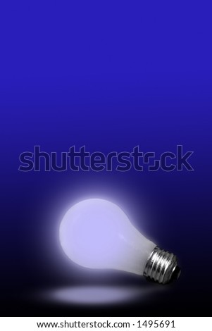 Bright Idea Lightbulb with Blue Background