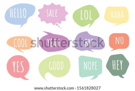 Colorful questions speech bubbles set in flat design. Bubble talk phrases. Online chat clouds with different words comments. Chat messages. Chat balloons. Vector  