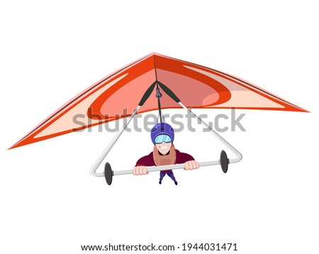 Cheerful hang gliding tandem flying in sky. Extreme Outdoors Sport Activity, Sky Diving Sportsman Flying Paraplane Cartoon Flat Vector Illustration Stock foto © 