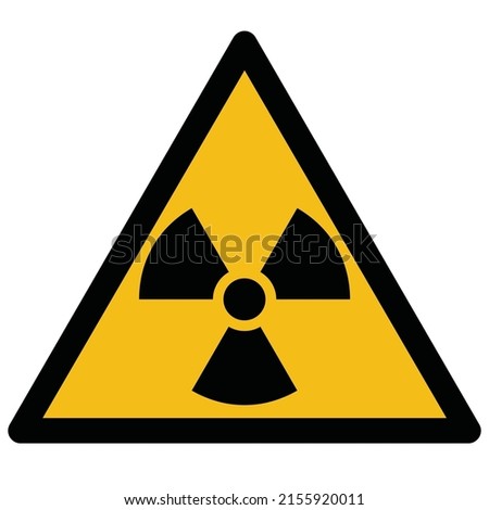 Radioactive material or ionizing radiation warn sign.Radioactive hazard sign. Nuclear non-ionizing radiation symbol. Illustration of yellow triangle warning sign with trefoil icon inside. 