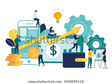 vector illustration of virtual business assistant.  vector, on smartphone is merged all accounts, money, cards investment management. graphic design business concept mobile assistant, mobile banking 