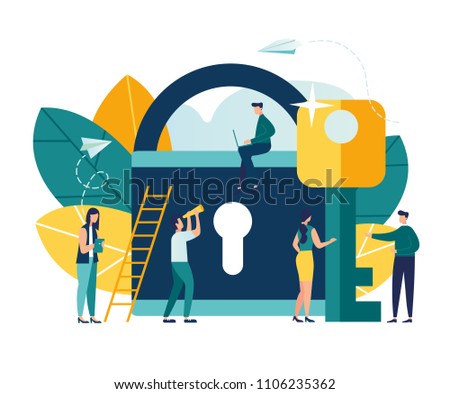 Abstract vector illustration of security icon, closed lock with key, concept of data protection
 vector