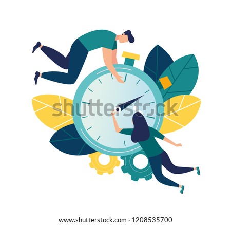 Vector illustration, stopwatch on white background, express services, time management concept, fast reaction