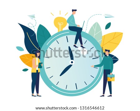 Vector illustration, alarm clock rings on white background, concept of work time management, quick reaction awakening - Vector 