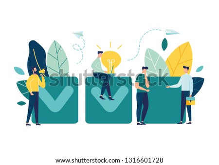 vector illustration. little people characters make an  design business graphics tasks scheduling-Vector 