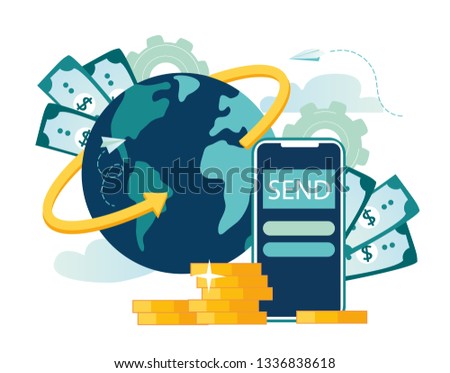 Vector illustration, digital currency exchange, finance, digital money market, cryptocoin wallet, stock exchange, online money transfer