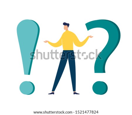 Vector illustration, concept illustration of frequently asked questions of exclamation marks and question marks, metaphor question answer vector