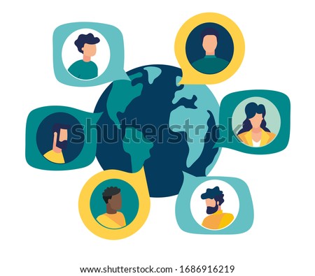 Vector illustration of New Coronavirus (2019-nKoV), people in white medical mask communicate through social networks online. ban on contact, Quarantine coronavirus concept vector