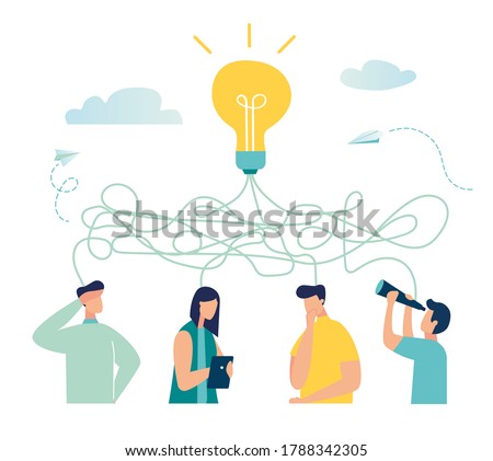Vector illustration, tangled tangle, brainstorming, beginning and end to thought, abstract metaphor, concept of solving business problems