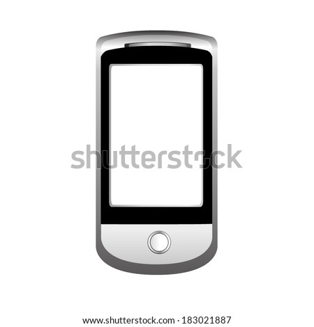 Vector illustration of mobile phone with white screen on white background