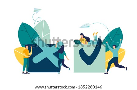 Vector illustration, filling completed not completed, marking important dates and tasks, team thinking and brainstorming, company information analytics - vector