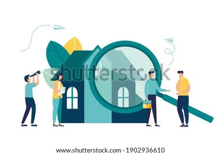 House selection and search, house project, real estate business concept, vector illustration 
