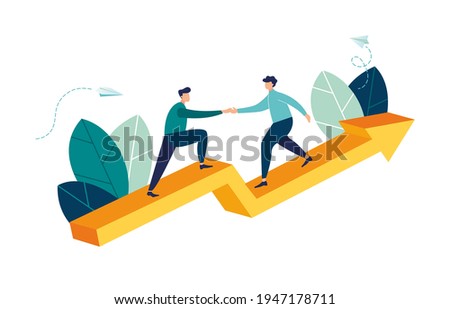 Goal-focused, increase motivation, way to achieve the goal, support and teamwork, help in overcoming obstacles, vector illustration  商業照片 © 