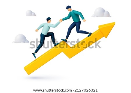 3d help team vector. Goal-focused, increase motivation, way to achieve the goal, support and teamwork, help in overcoming obstacles, vector render illustration 