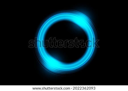 Neon blurry circles at motion . Vector swirl trail effect . Abstract luminous rings slow shutter speed effect . Light painting . Abstract lights at motion exposure time 