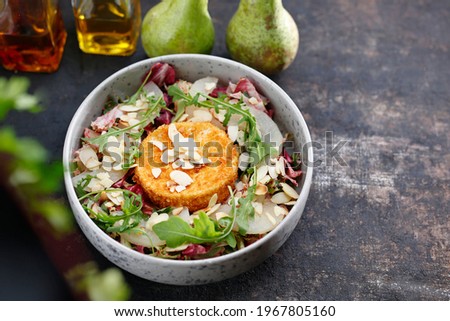 Similar – Image, Stock Photo Baked camembert served on wooden table