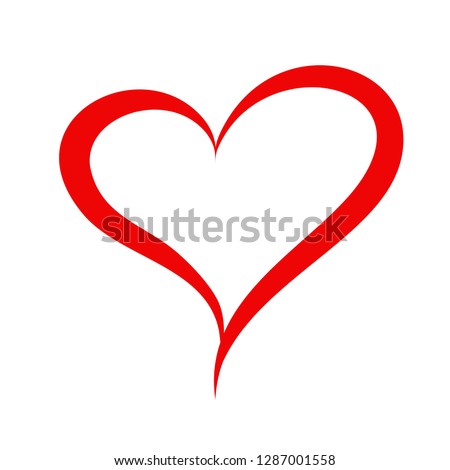 Abstract heart shape outline. Vector illustration. Red heart icon in flat style. The heart as a symbol of love.