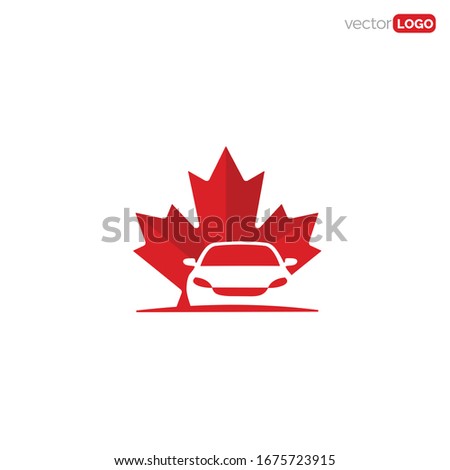 car with maple leaf, canada cars icon/symbol/Logo Design Vector Template Illustration