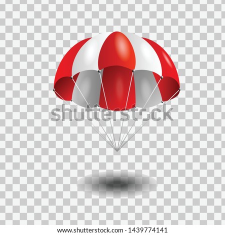 Red and White parachute on transparent background.