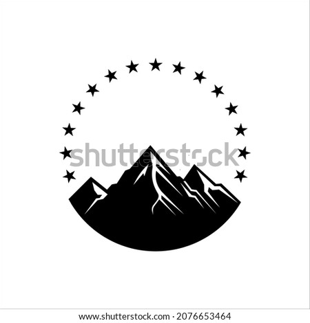 Mountain illustration, outdoor adventure logo stamp vector template