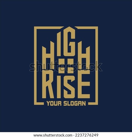 High Rise Text Logo, building or skyscraper Design Template