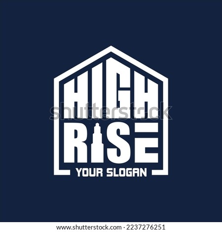 High Rise Text Logo, building or skyscraper Design Template