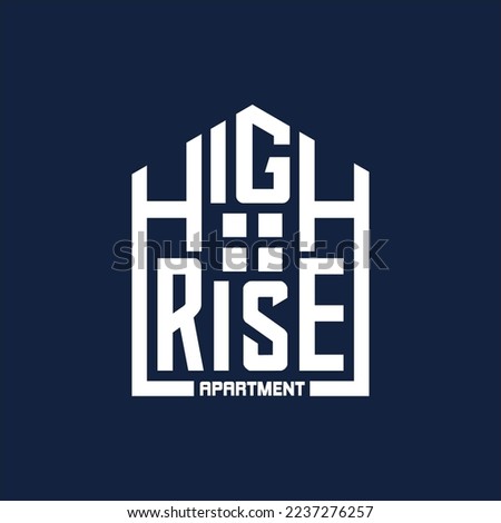 High Rise Text Logo, building or skyscraper Design Template