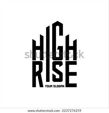 High Rise Text Logo, building or skyscraper Design Template