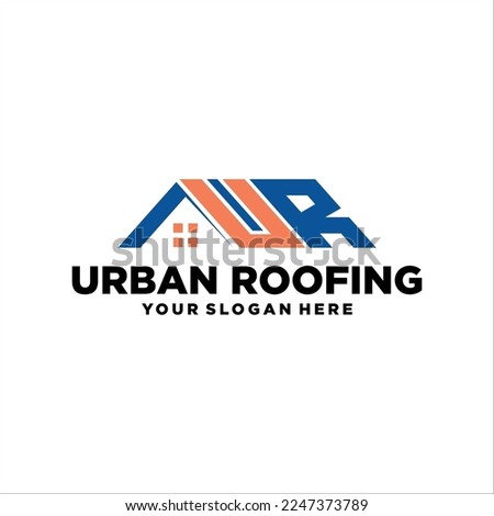 UR Letter with Roofing Real Estate vector logo design template. House abstract concept icon.