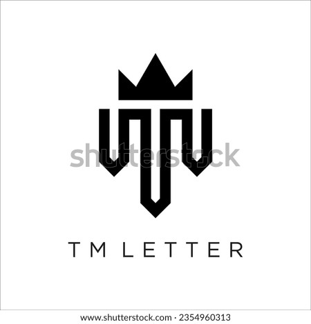 MT With Crown Logo Design Template Vector Graphic Branding Element.