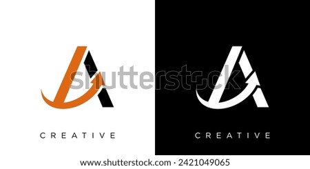 Acceleration logo design template with initial letter A and arrow logo graphic design vector illustration. Symbol, icon, creative.