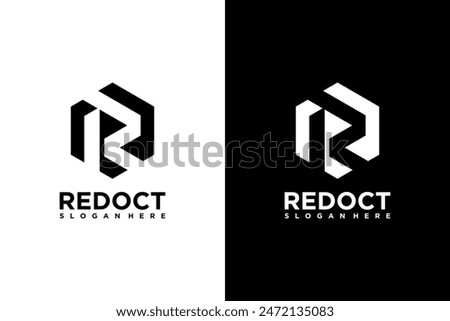 Letter r cube Geometric box logo design template