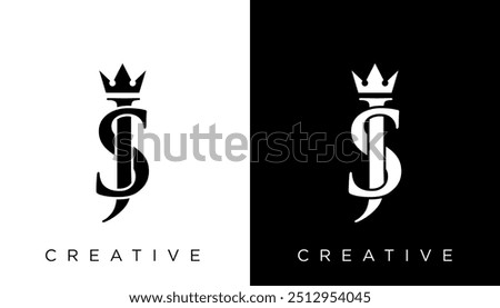 JS, SJ initial letters monogram mark logo icon template