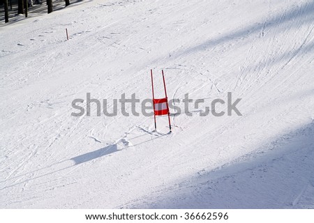 Slalom ski slope. Winter resort.