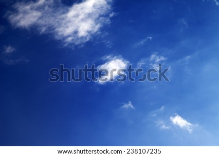 Beautiful blue sky with clouds at nice winter windy day