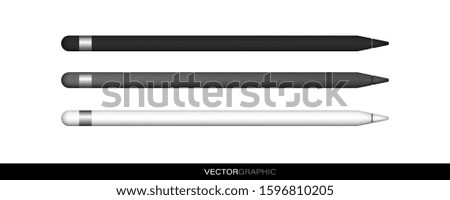 Template for realistic pencils for electronic graphics tablets. Modern gadgets isolated on white background. Device layout. Vector illustration.
