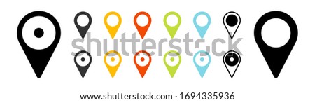 GPS location. Map pointer icon. Travel and tourism. Isolated over white background. Vector illustration