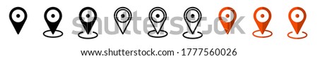 GPS location. Map pointer icon. Travel and tourism. Isolated over white background. Vector illustration