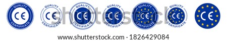 CE marking is a mark for products informing about compliance with the essential requirements of directives and harmonized standards of the European Union. Vector icon quality guarantee.