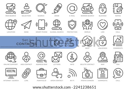 Set of conceptual icons. Vector icons in flat linear style for web sites, applications and other graphic resources. Set from the series - Contacts. Editable outline icon.	
