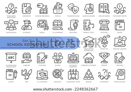 Set of conceptual icons. Vector icons in flat linear style for web sites, applications and other graphic resources. Set from the series - School Education. Editable outline icon.	
