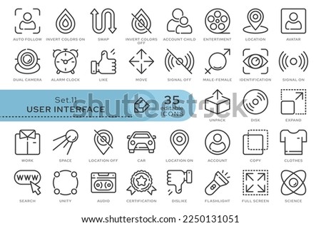 Set of conceptual icons. Vector icons in flat linear style for web sites, applications and other graphic resources. Set from the series - User Interface. Editable outline icon.	
