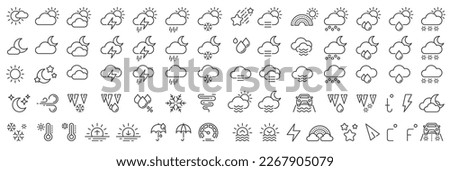 Set of conceptual icons. Vector icons in flat linear style for web sites, applications and other graphic resources. Set from the series - Weather. Editable outline icon.	
